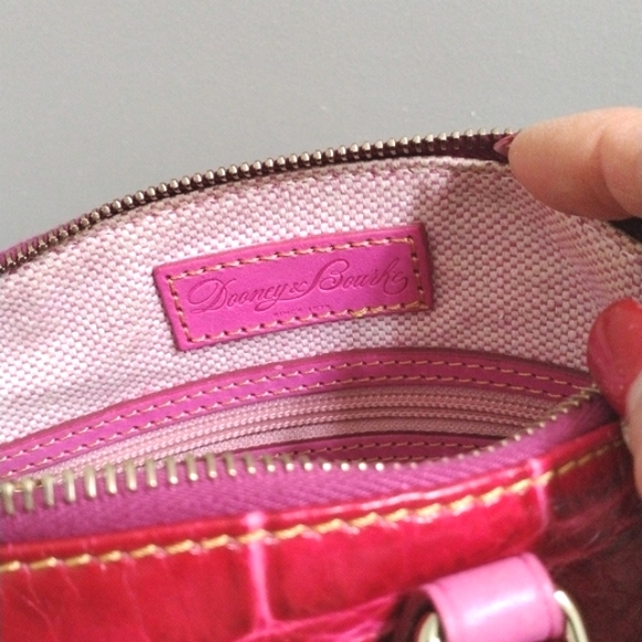 Dooney & Bourke Pink Leather Satchel Pink Croc Embossed with Pom Purse Charms - Picture 5 of 15
